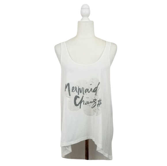 35mm Clothing Mermaid Change graphic white low back tank top women's size M NWT - Picture 1 of 8
